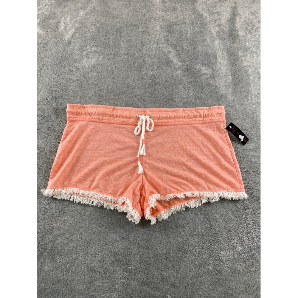 No Boundaries Womens XXL Peach Luster Fringe Trim Lounge Shorts NJ28B616M NEW